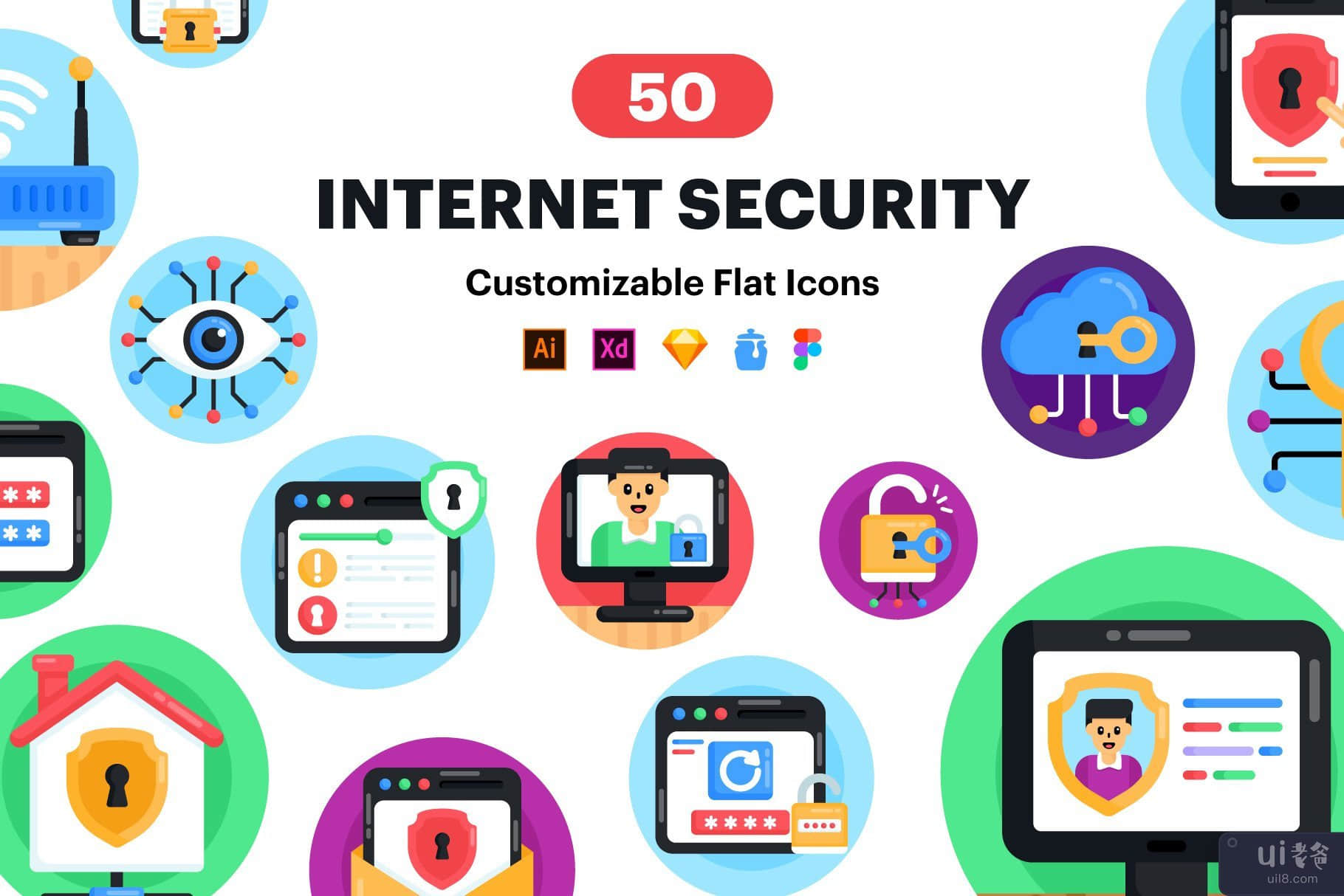 50 个互联网安全图标(50 Internet Security Icons)插图2