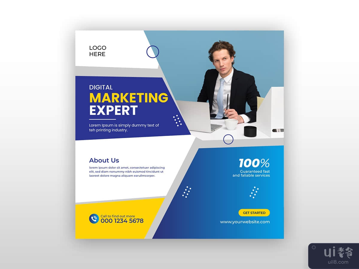 Business square flyer template or social media post