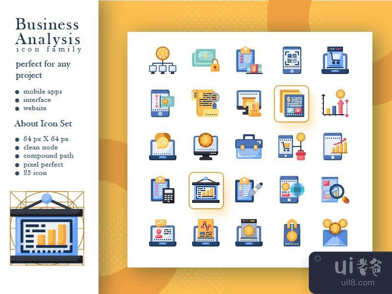 Business Analysis Icon With Style Flat