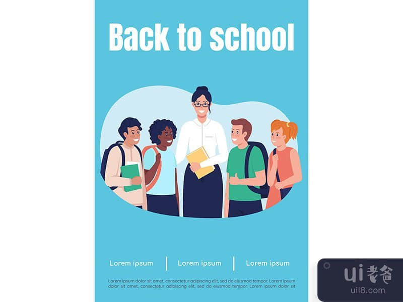 Back to school poster flat vector template