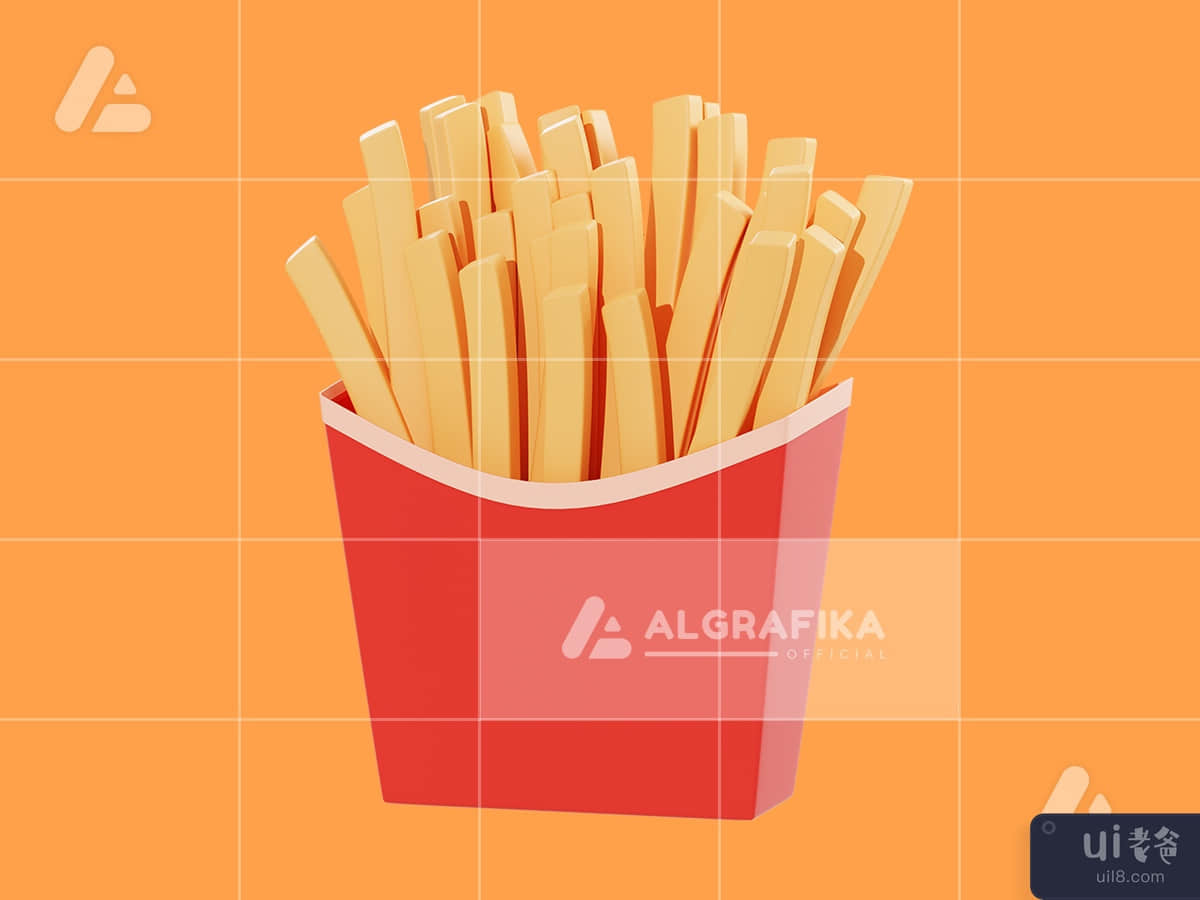 3d illustration french fries object