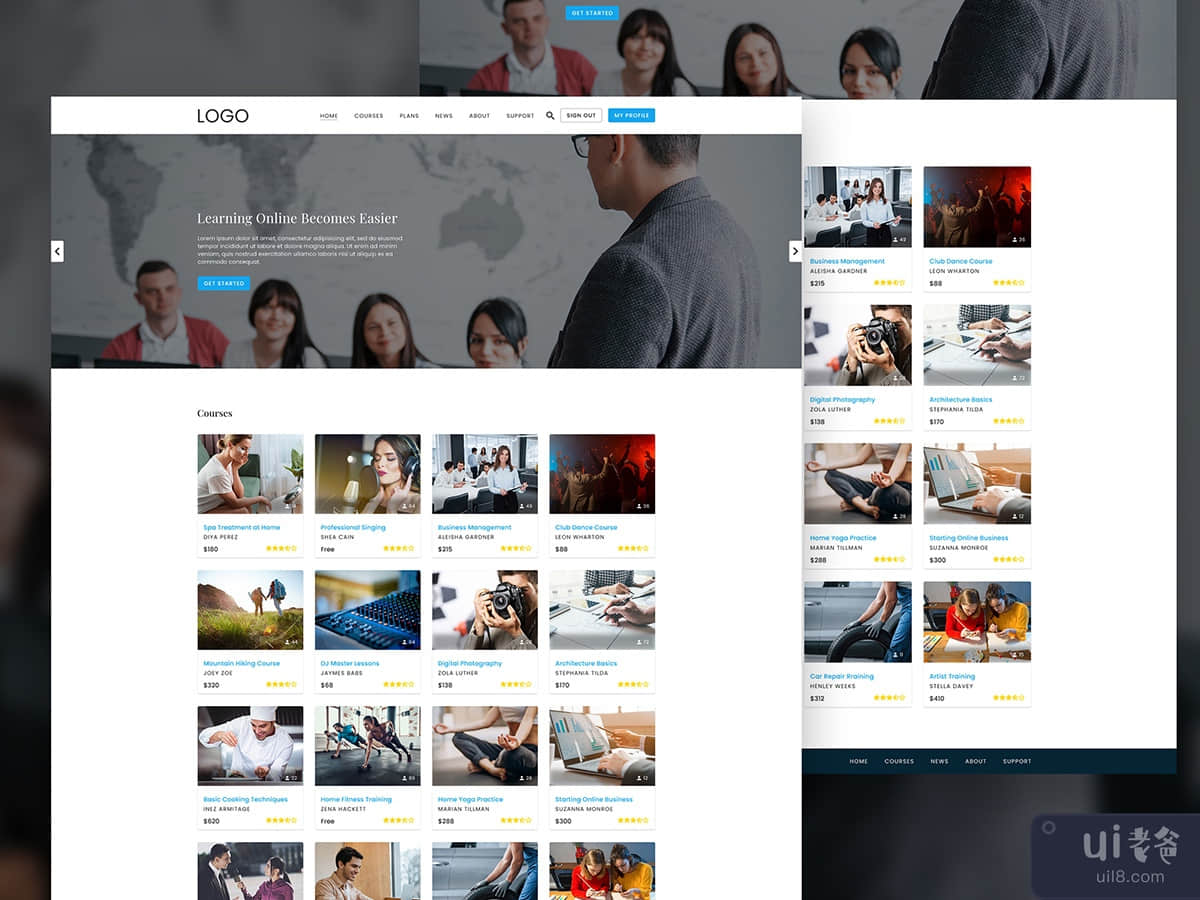 Couth education website page design template