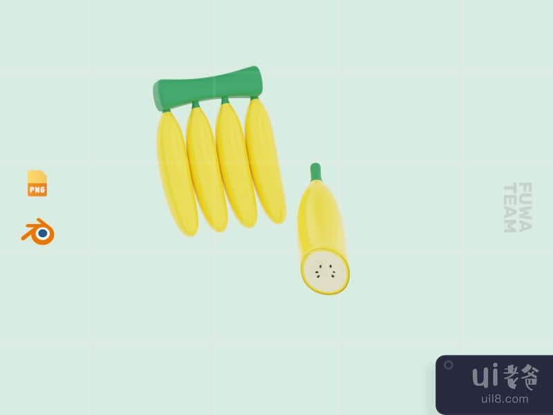 Cute 3D Fruit Illustration Pack - Banana