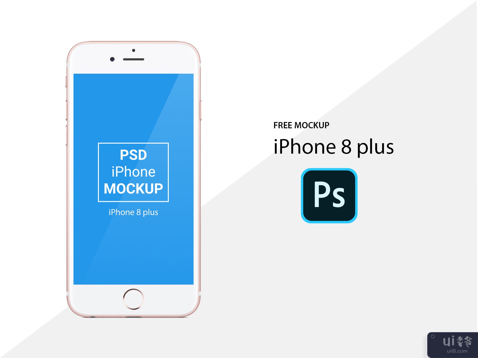 Apple iPhone 8 Plus PSD 模型 - 免费 iPhone 模型(Apple iPhone 8 Plus PSD Mockup - Free iPhone Mockup)插图2