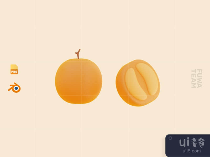 Cute 3D Fruit Illustration Pack - Orange (front)