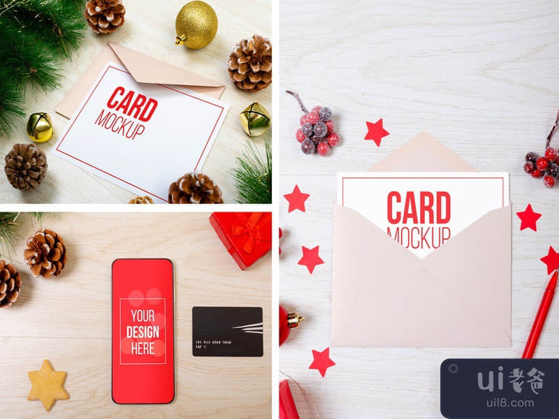Christmas Phone & Card Mockup Set