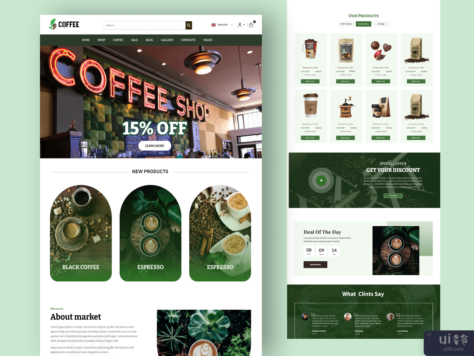 Coffee Shop Ecommerce Website Landing Page