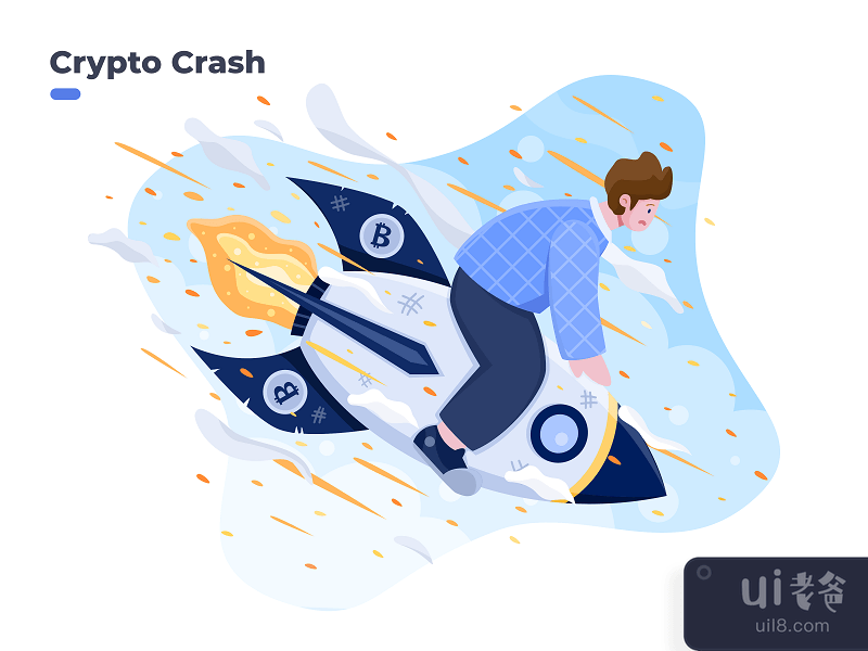 Cryptocurrency falling down illustration