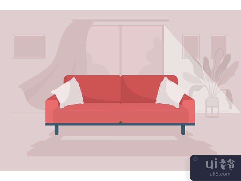 Cozy living room flat color vector illustration