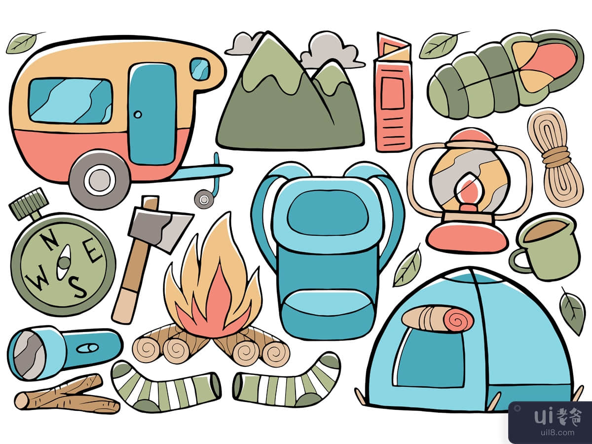 Camping Doodle Vector 01