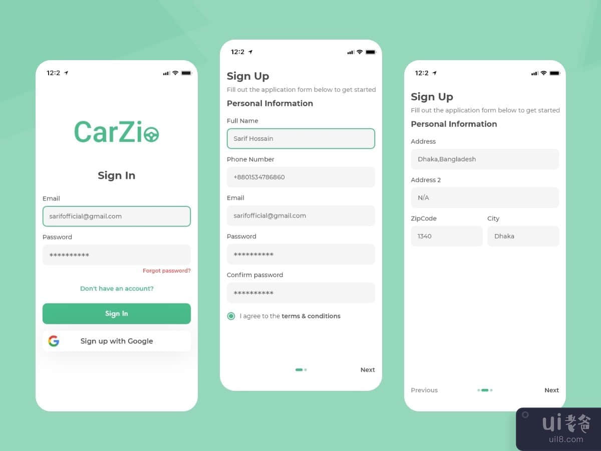 CarZio-Delivery Driver App SignIn_SignUp