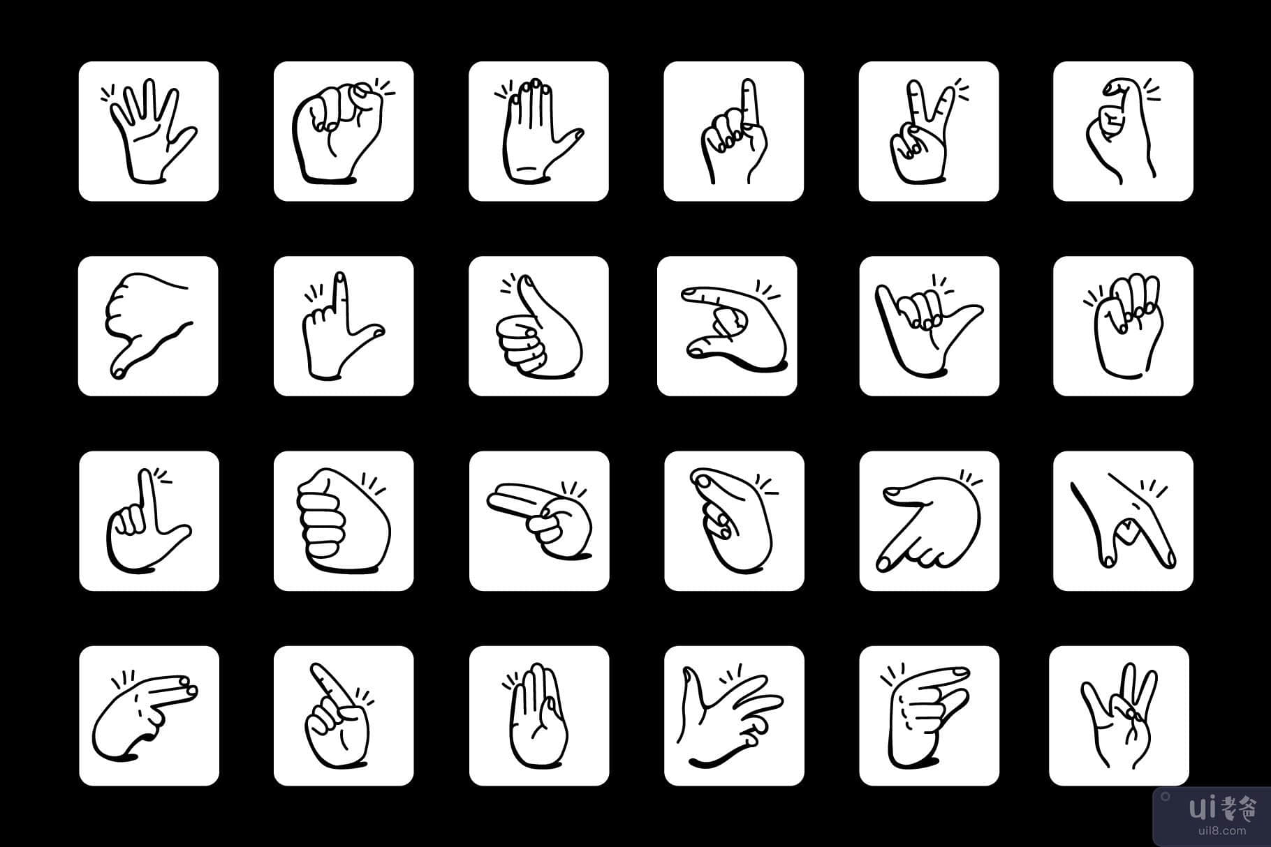 涂鸦手语图标的集合(Collection of Doodle Sign Language Icons)插图4