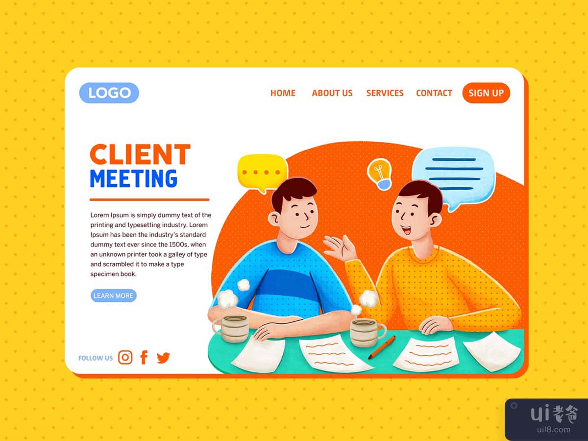 Client Meeting — Landing Page Illustration