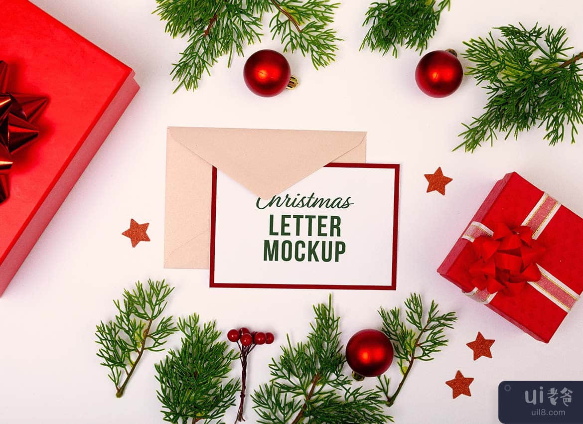 圣诞信函和电话样机套装(Christmas Letter & Phone Mockup Set)插图4