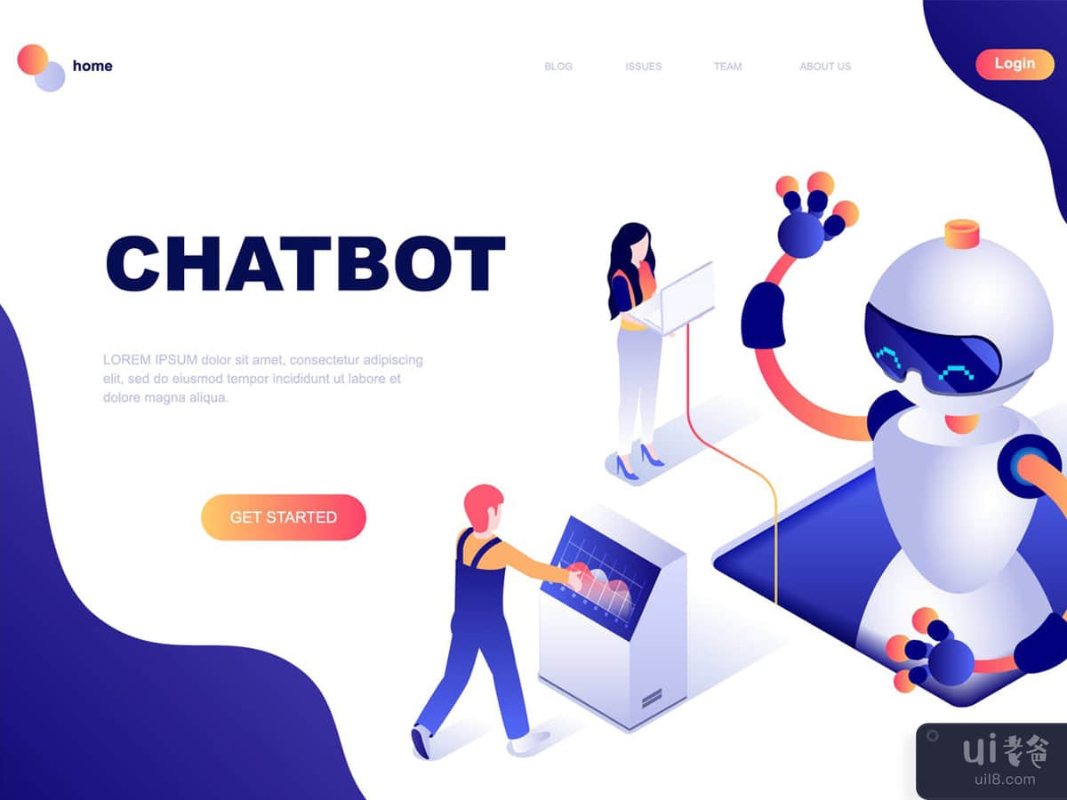 Chat Bot Isometric Landing Page Template