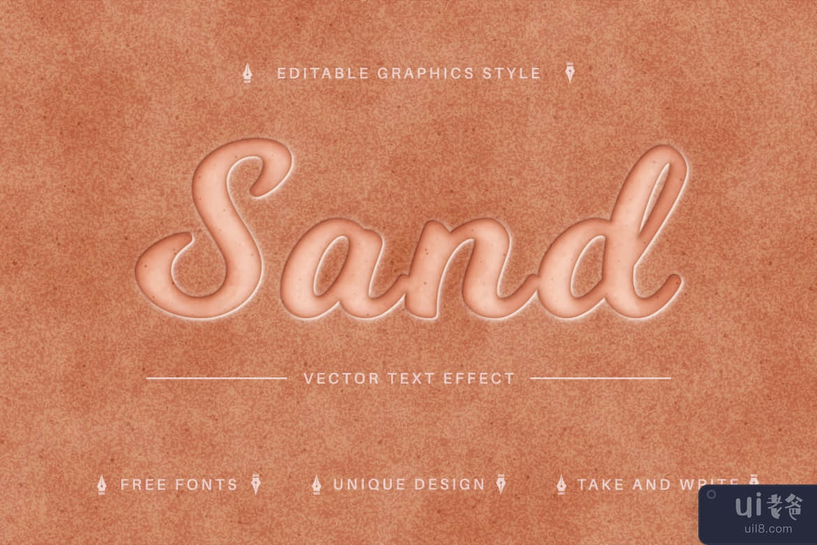 沙滩沙 - 可编辑的文字效果，字体样式(Beach Sand - Editable Text Effect, Font Style)插图4