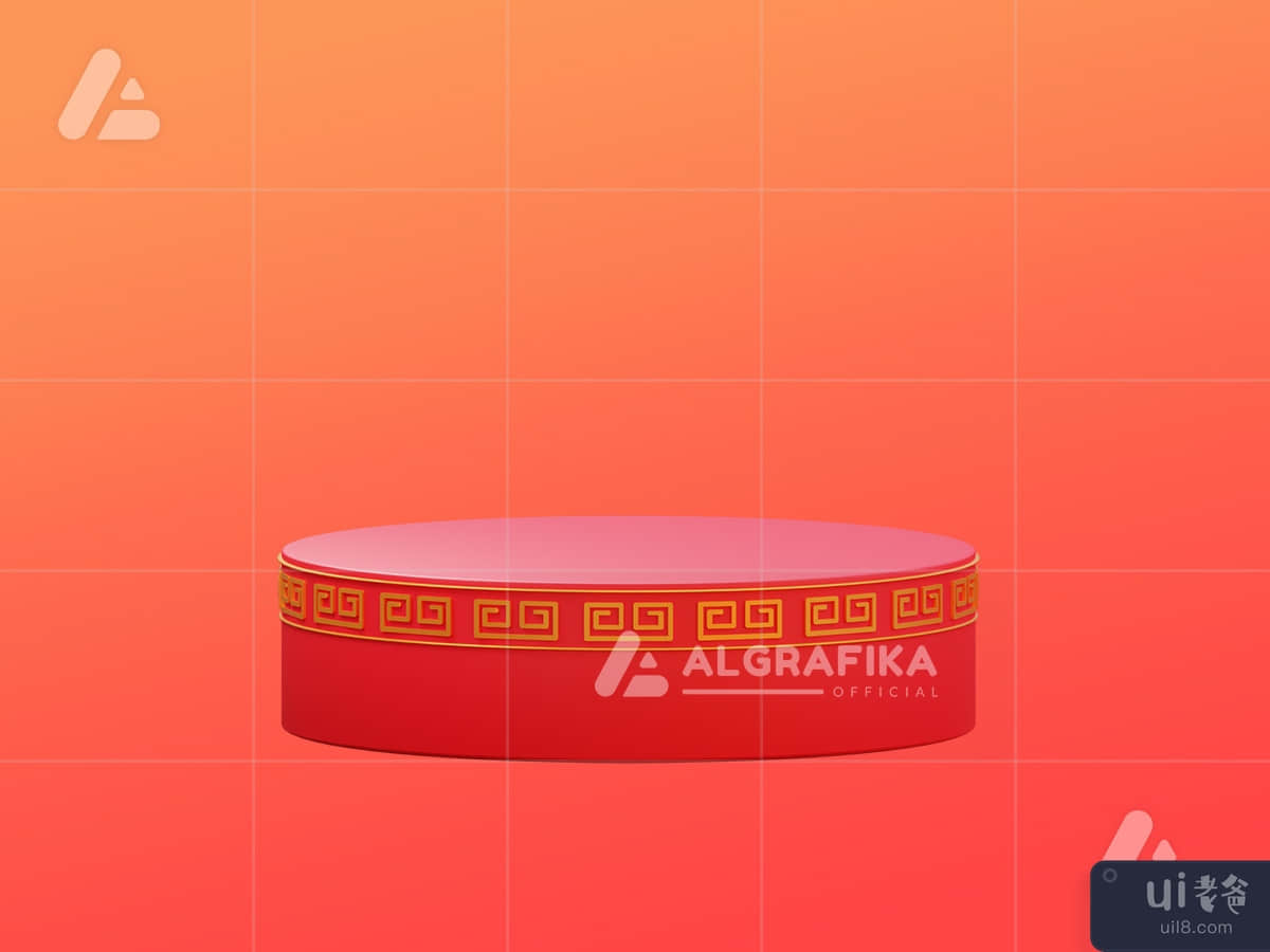 3d chinese new year object large podium