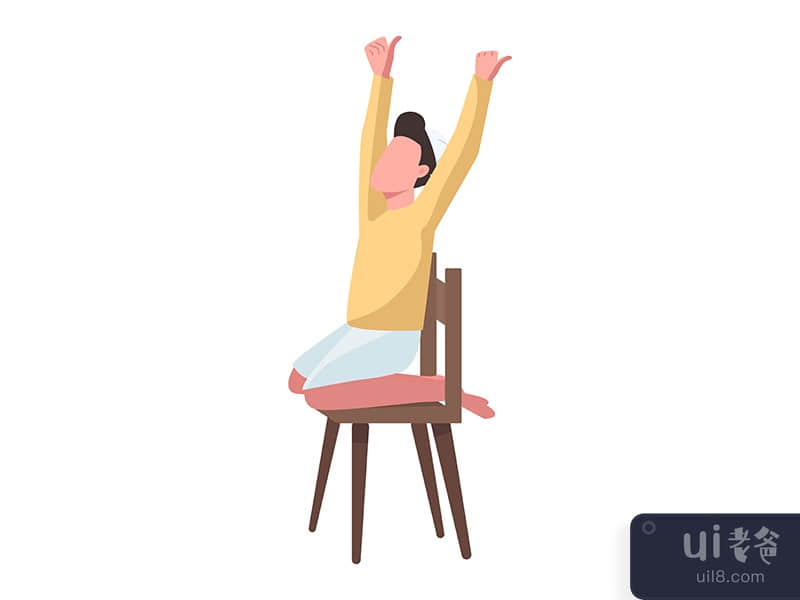 Boy on chair semi flat color vector character
