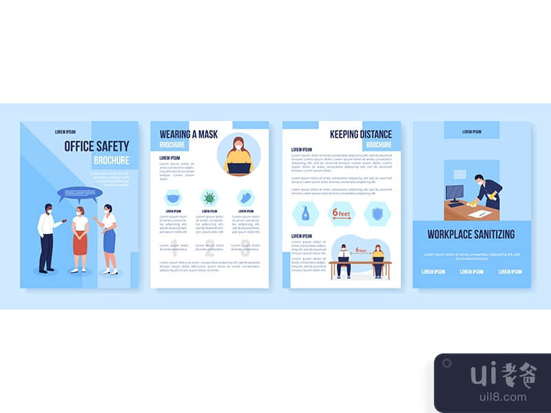 After covid office safety flat vector brochure template