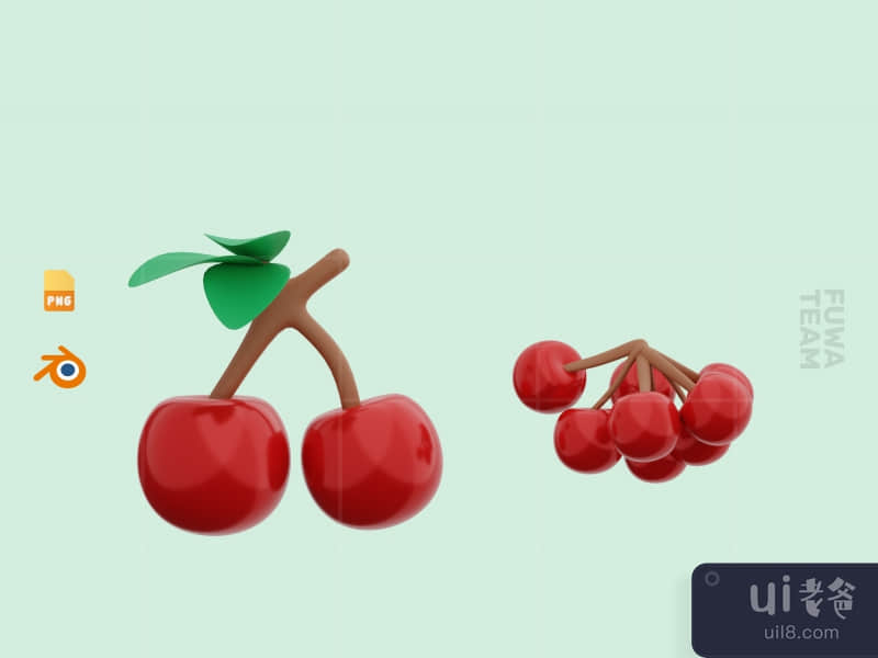 Cute 3D Fruit Illustration Pack - Cherry (front)