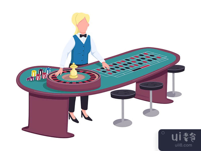 Croupier flat color vector faceless character