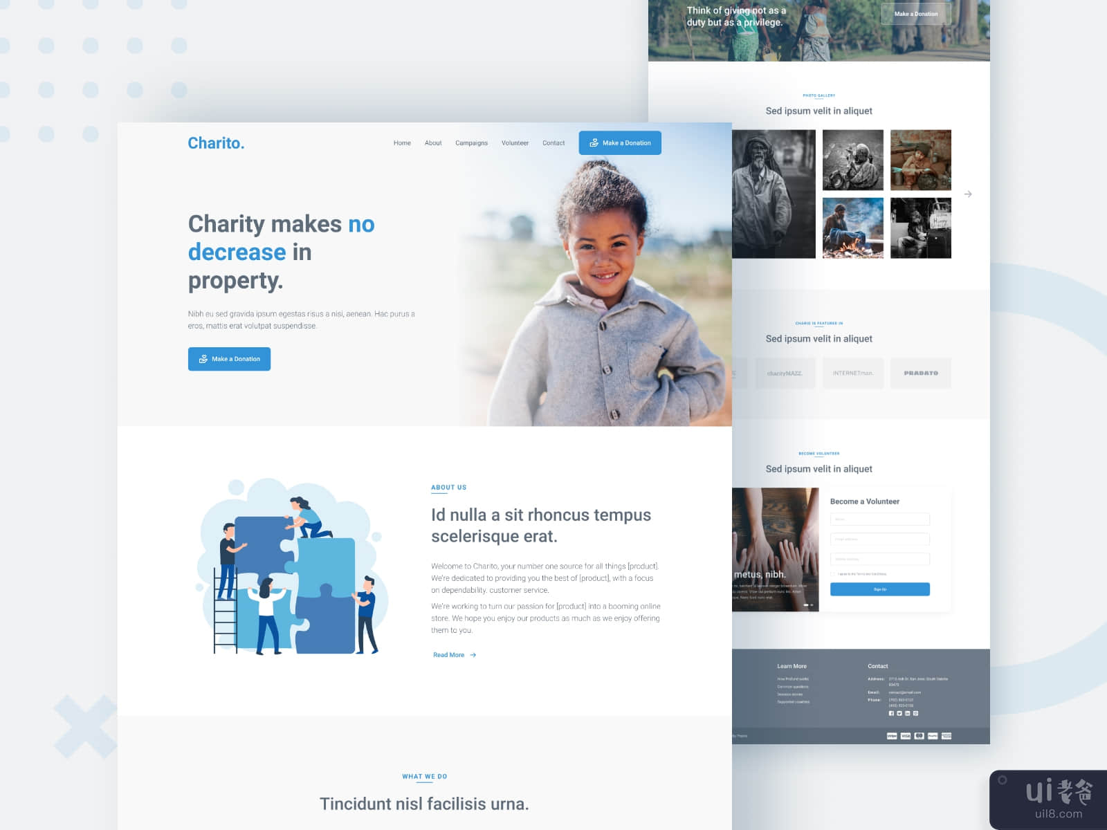 Charito - Donation Collection Landing Page - Bootstrap Grid - Elementor Template