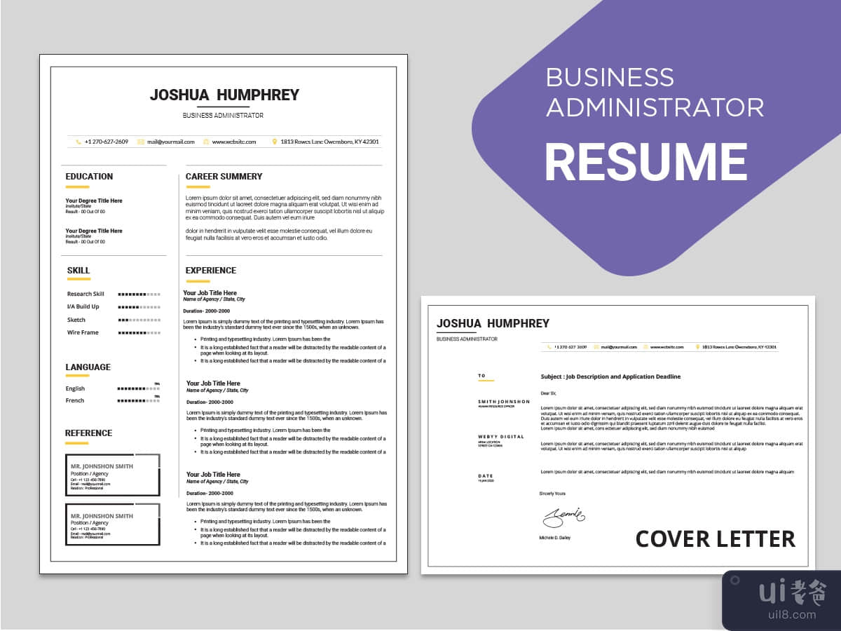 Clean and Minimal Business Administration Resume