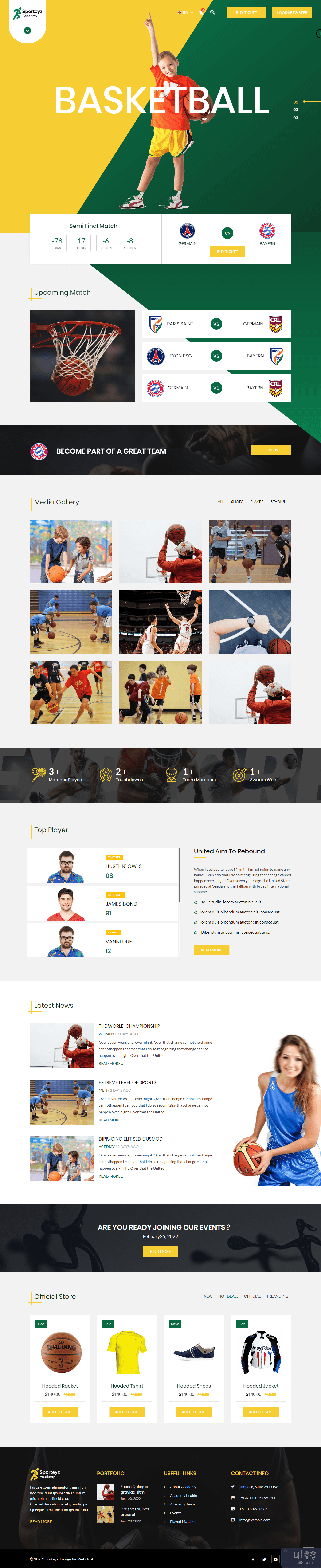 篮球网页模板(Basketball  Web Template)插图2