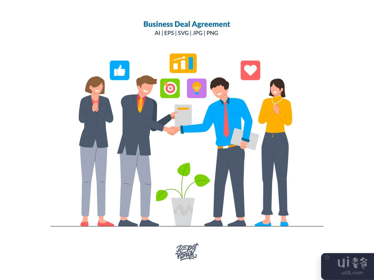 Business Deal Agreement - Startup Illustration