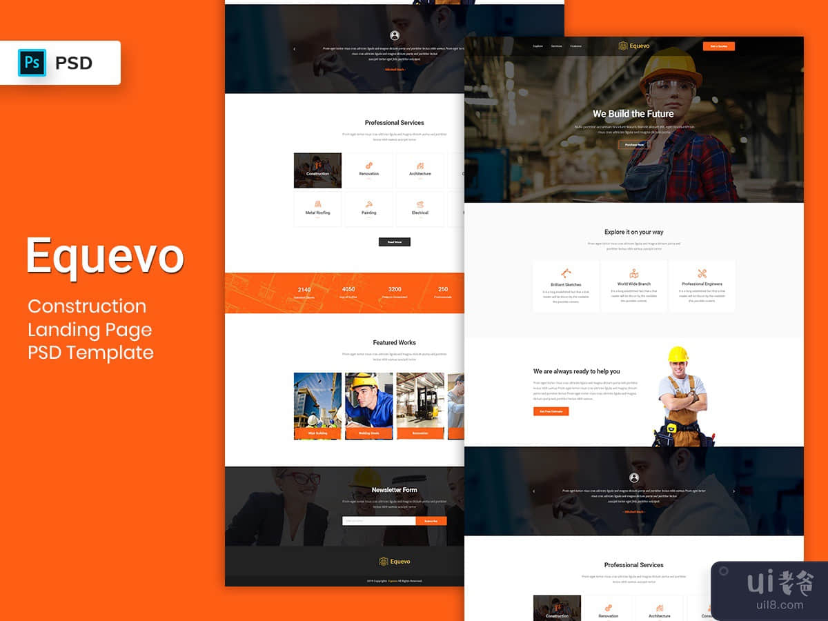 Construction Landing Page PSD Template