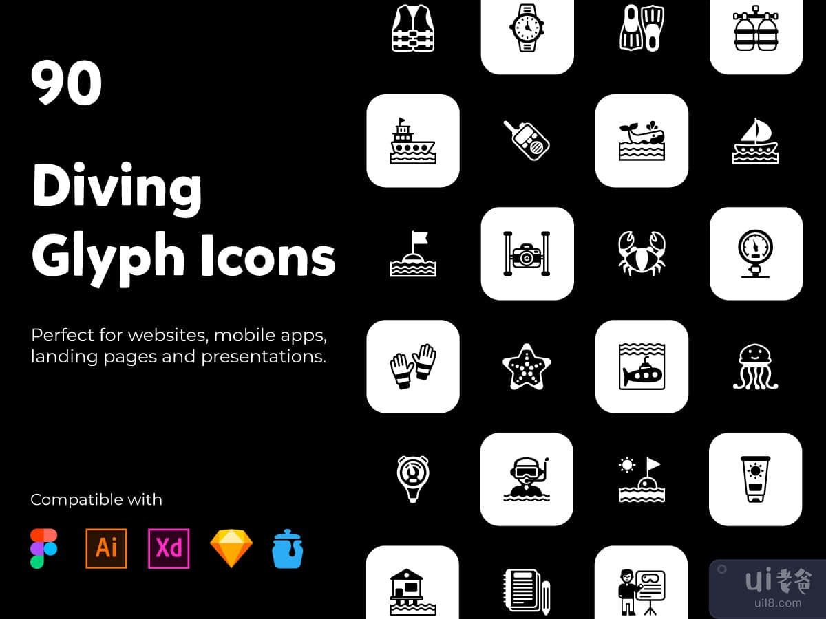 90 Glyphs for Diving and Swimming