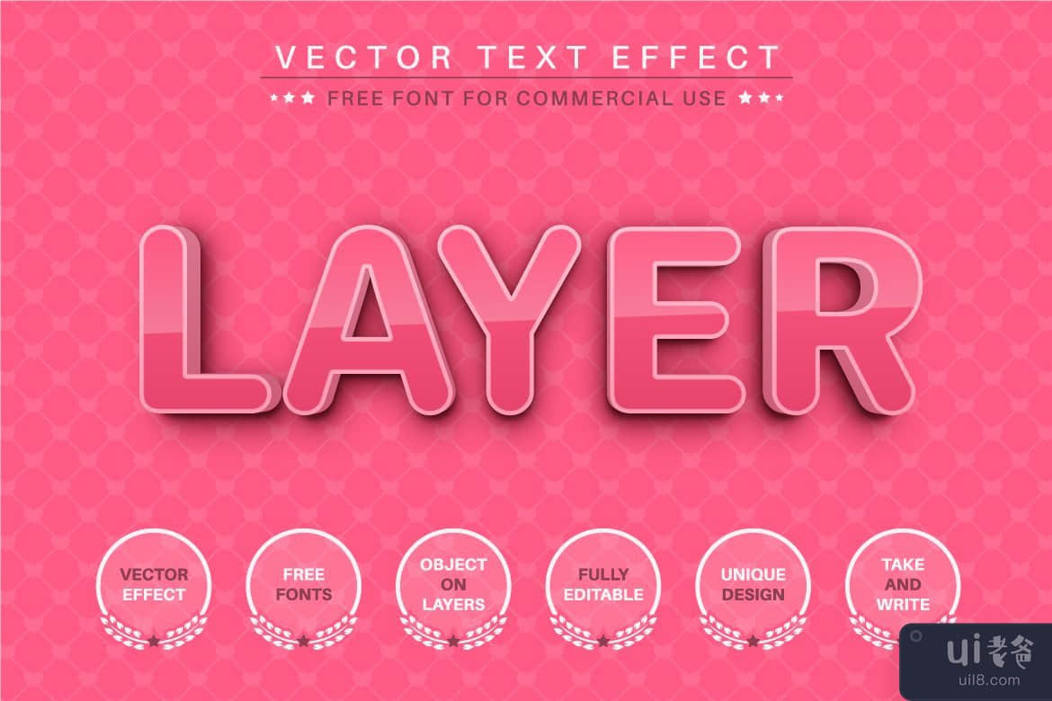 3D 粉色 - 可编辑文本效果，字体样式(3D Pink - Editable Text Effect, Font Style)插图3