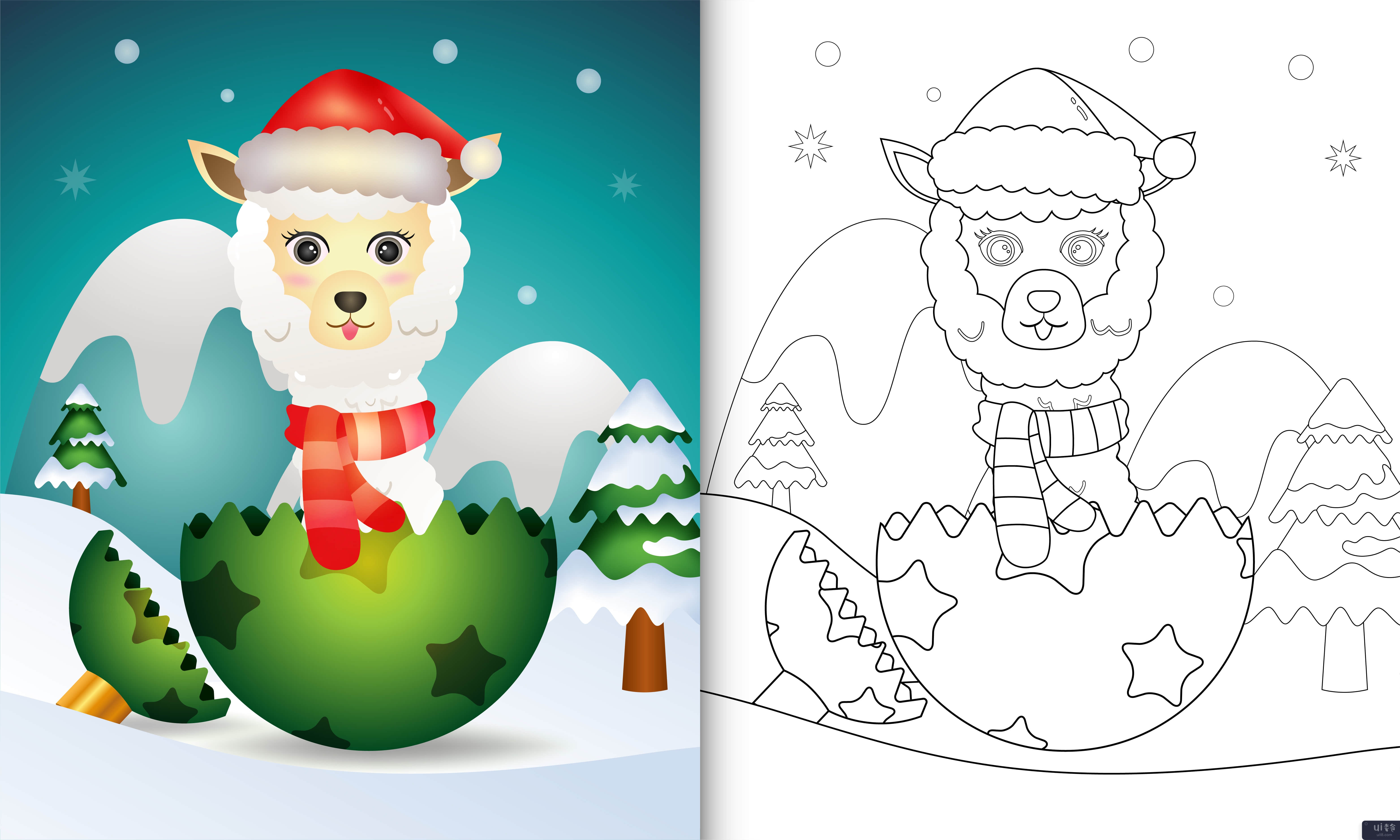 带可爱羊驼的孩子的图画书(coloring book for kids with a cute alpac)插图2