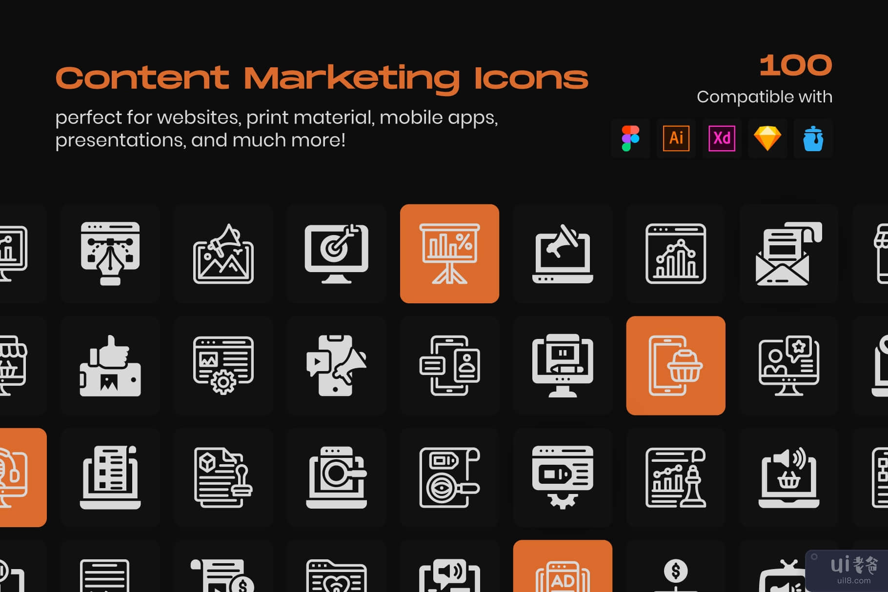 内容营销线性图标包(Content Marketing Linear Icons Pack)插图8