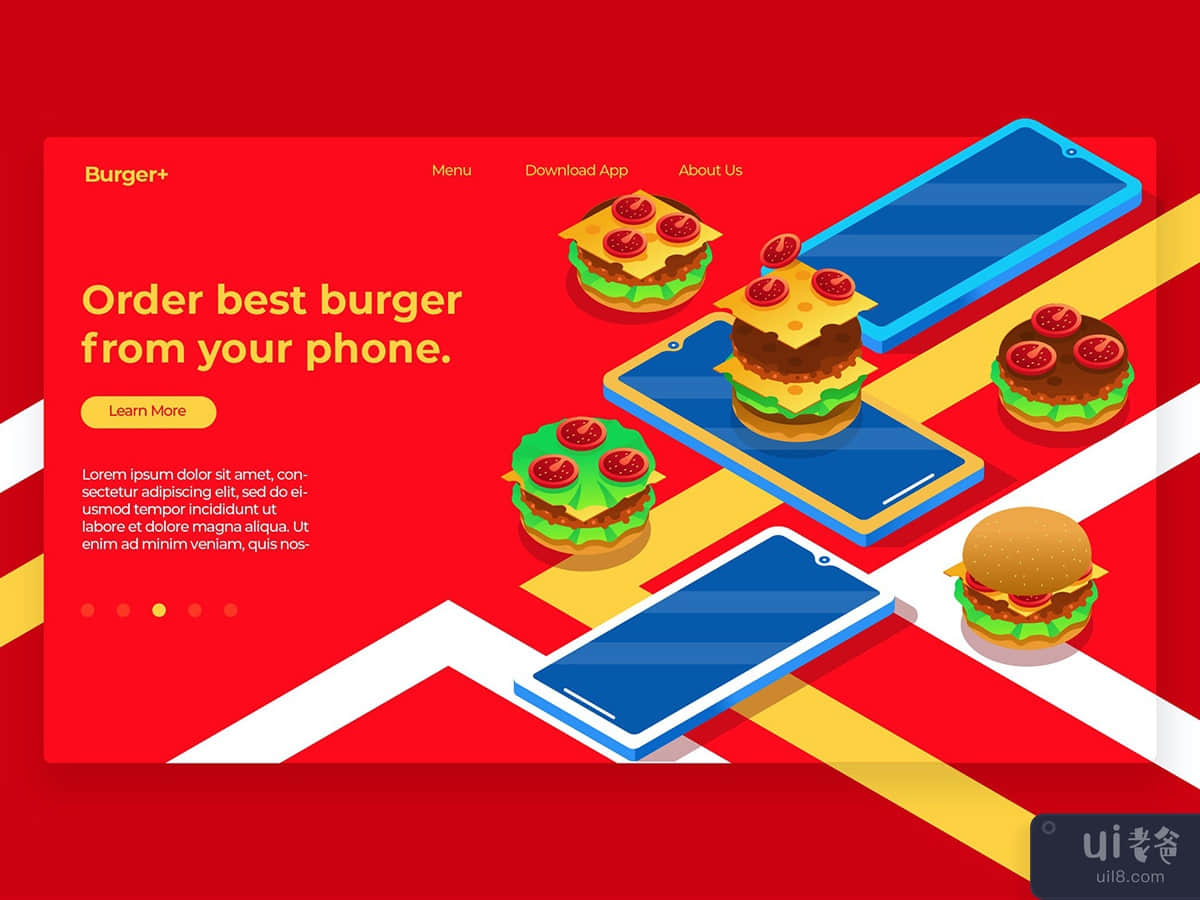 Burger Isometric - Banner & Landing Page