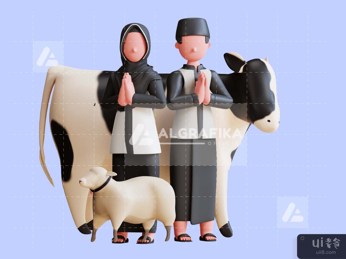 3D Charcter Illustration Eid Al Adha Mubarak