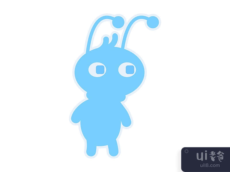 Cute blue alien semi flat color vector character