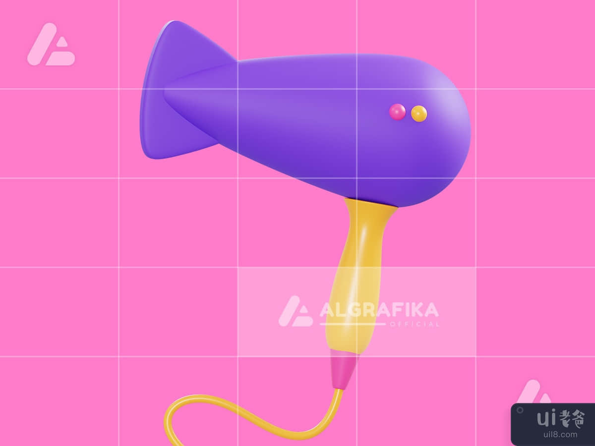 3d illustration hair dryer object