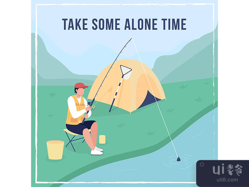 Camping and fishing social media post mockup