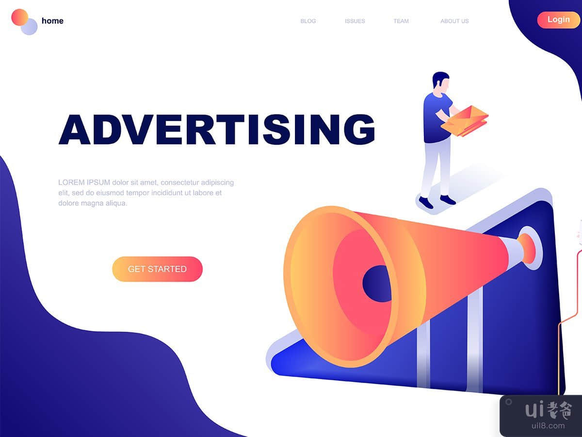 Advertising Isometric Landing Page Template