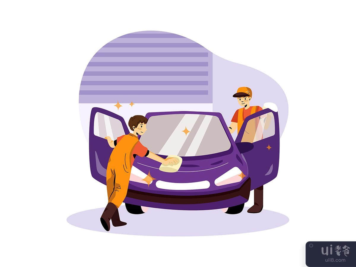 Car Dry Cleaning Service Illustration