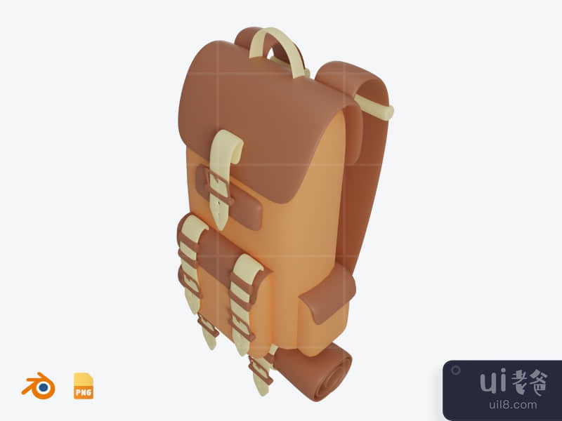 Camping Backpack - 3D Camping Illustration Pack