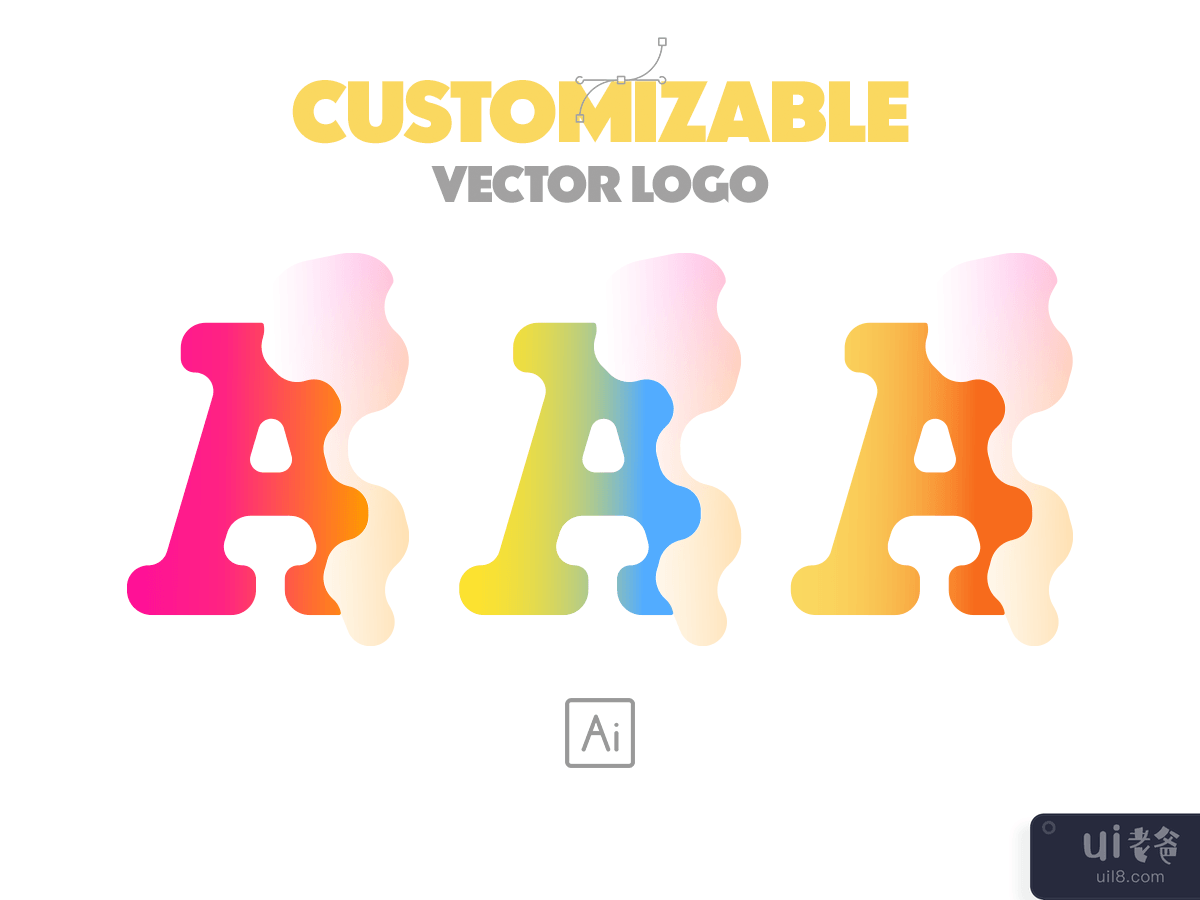 可定制的矢量品牌标志设计字母(Customizable vector brand logo design A Letter)插图1