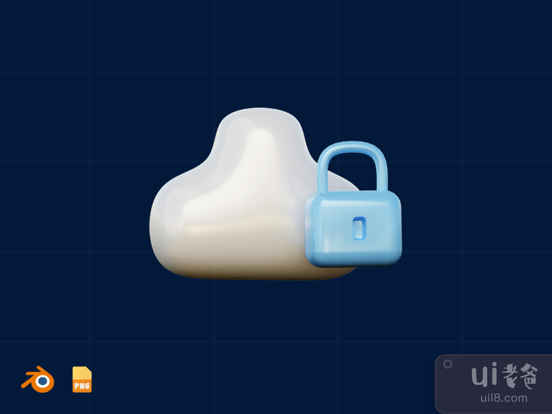 Cloud Security - 3D Internet Security Illustration (front)