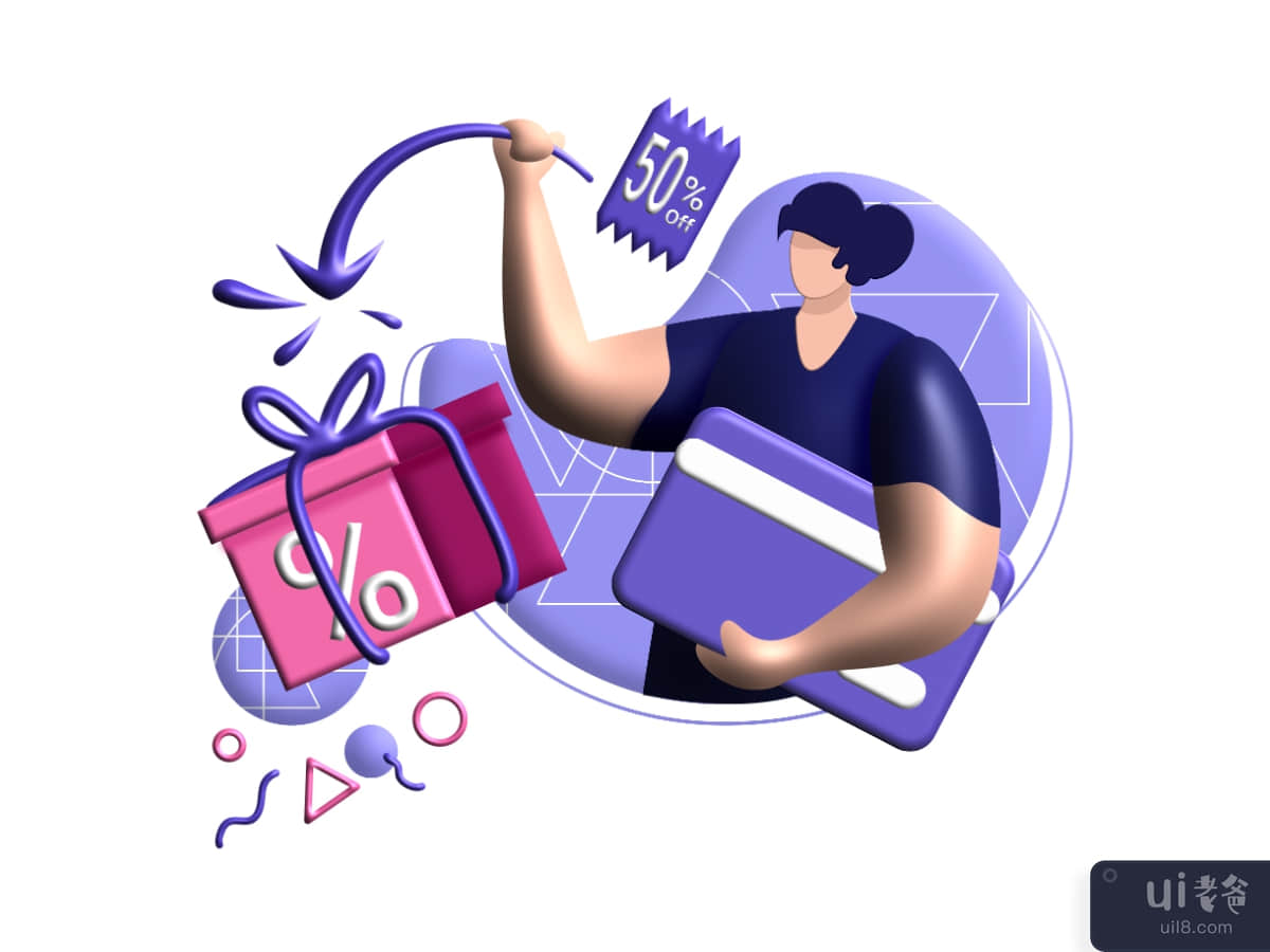 credit card cashback 3d rendering Illustration for get vouchers discounts