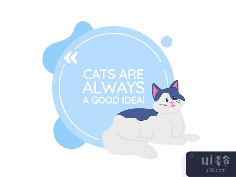Cat vector quote box with flat character