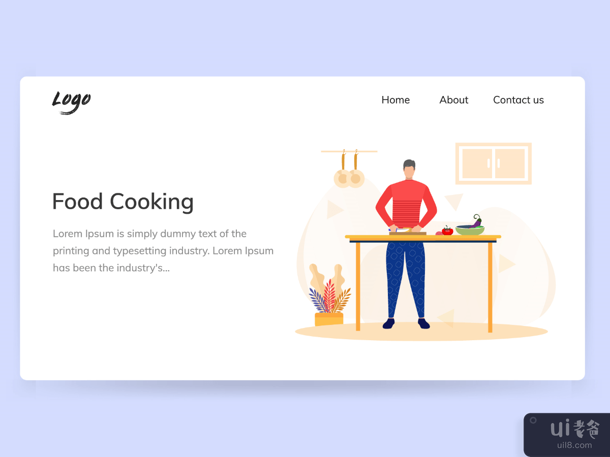 A man Chef cooking food in restaurant kitchen, service illustration