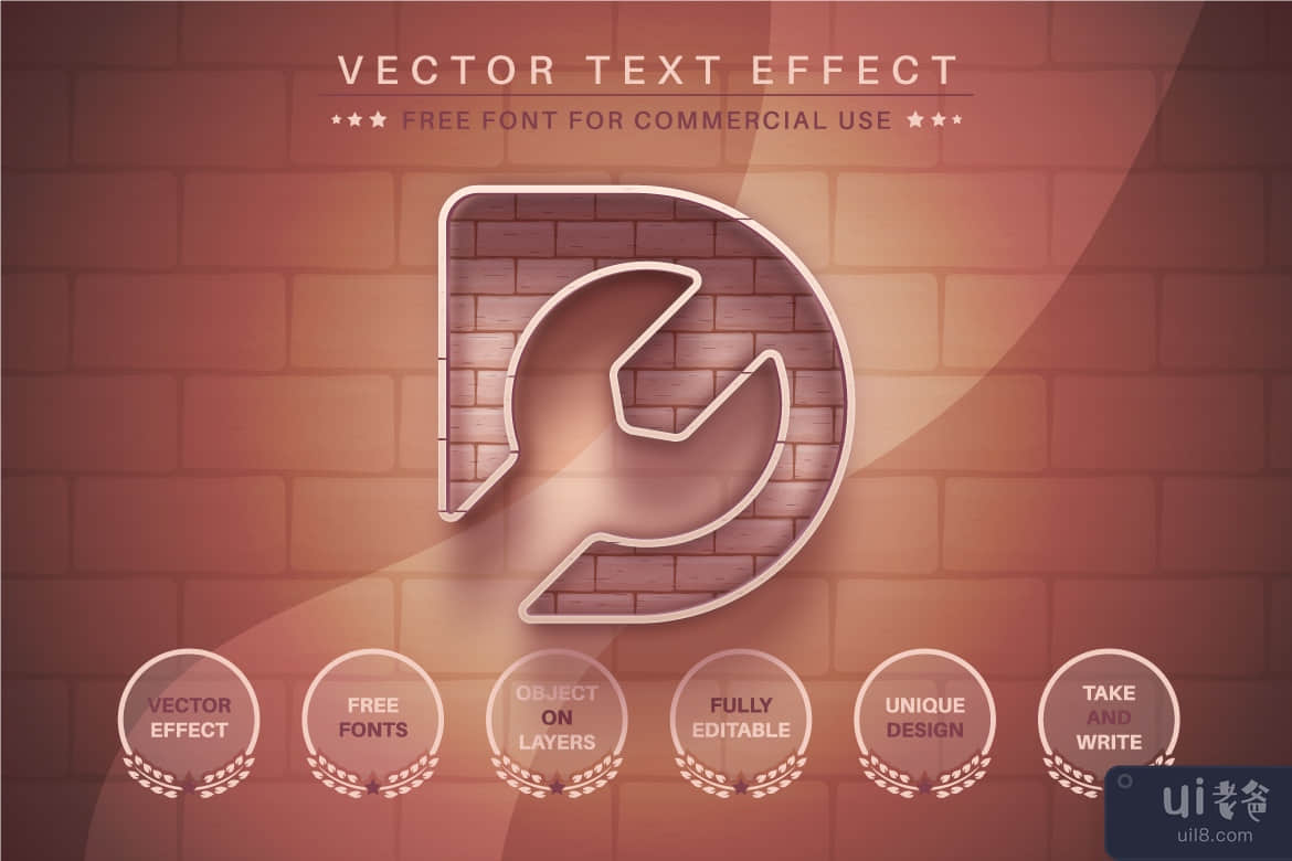 Brick Stone - 可编辑的文字效果，字体样式(Brick Stone - Editable Text Effect, Font Style)插图4