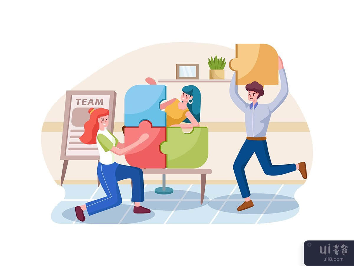 Business teamwork concept. People connecting puzzle elements.