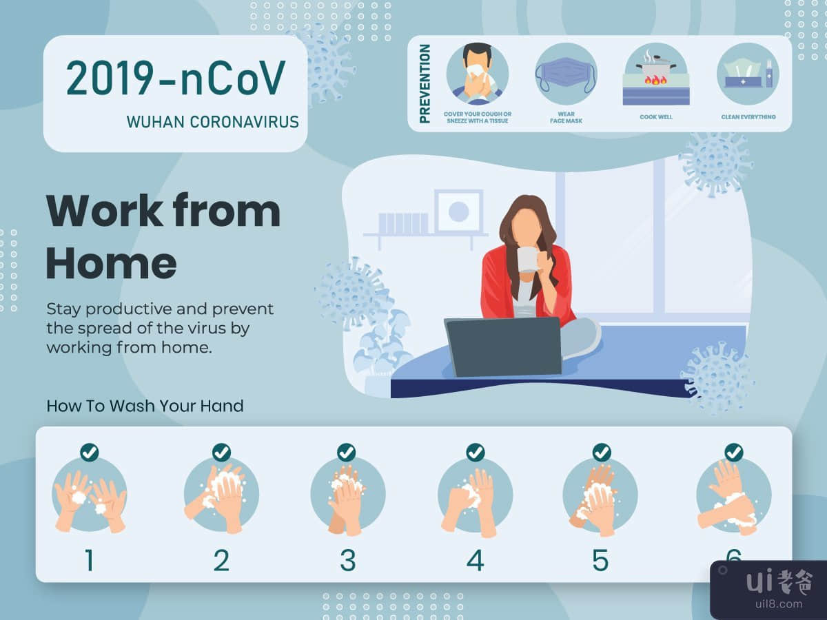 2019-nCoV 预防和在家工作信息图(2019-nCoV Prevention and Work From Home Infographic)插图2